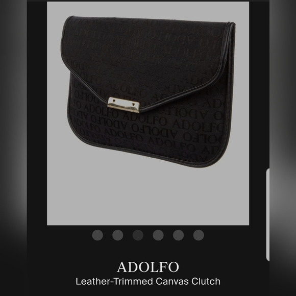 Adolfo canvas/leather evening bag 9x6.5 - Picture 5 of 6